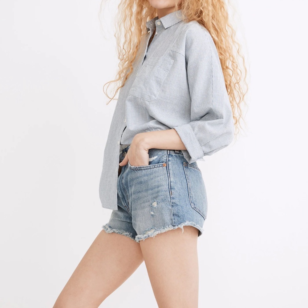 Madewell Relaxed Denim Shorts in Renfield Wash: Destructed Edition